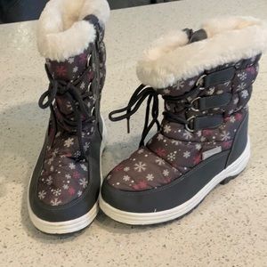 Apakowa Girls Fur Lined Snow Boots, Grey, Size 13 (31)